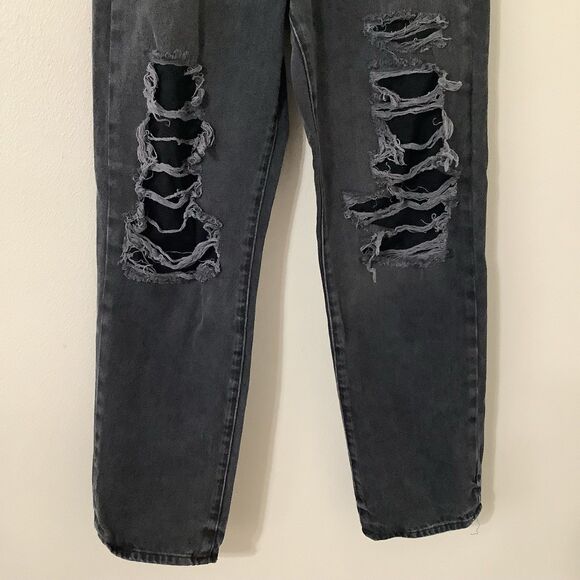 Black Grey Distressed Grunge Punk Concert Party Festival Jeans 28 in Waist - Picture 3 of 8